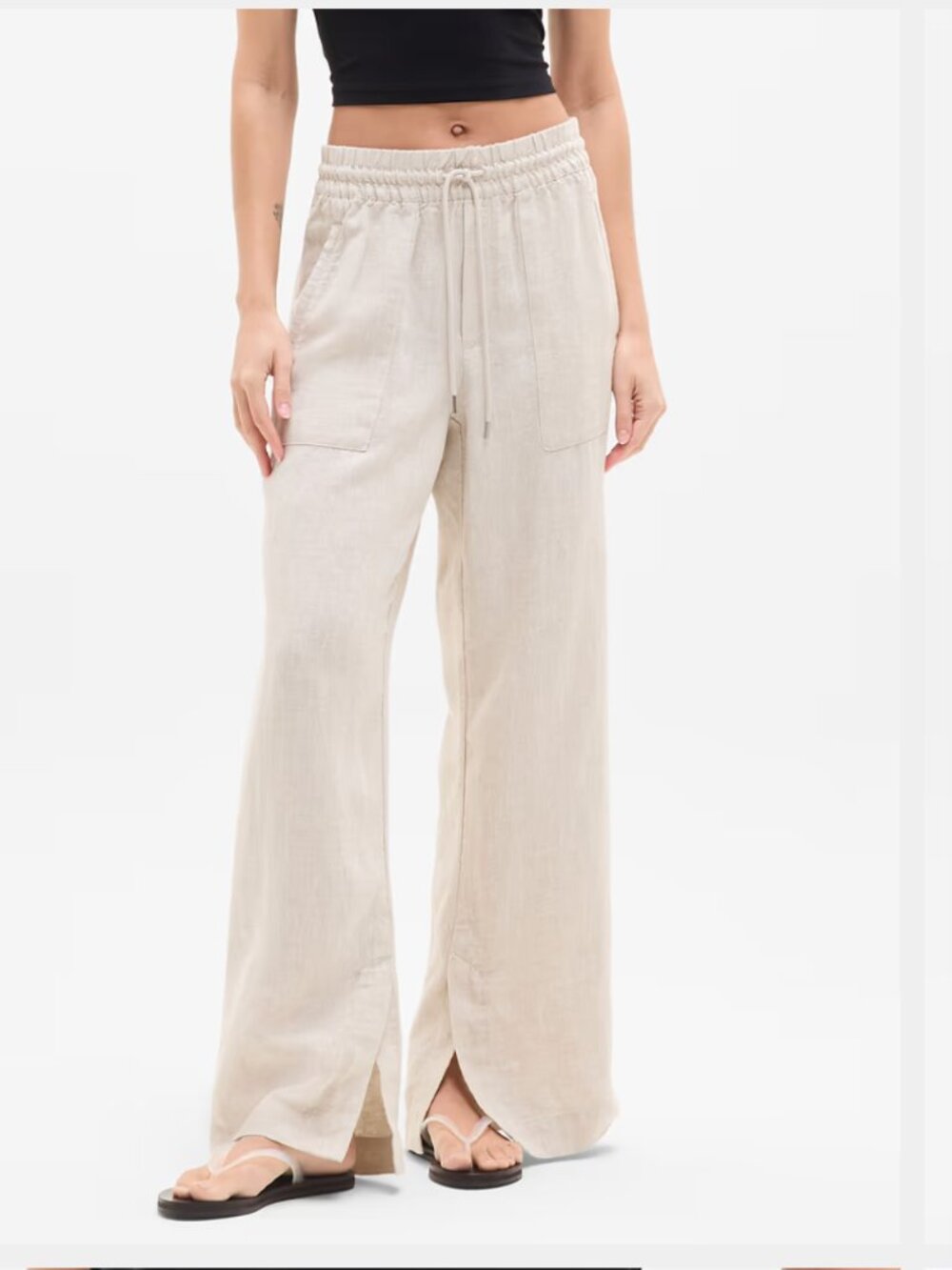 Athleta Retreat Linen High Rise Ankle Pants Undyed Large Tall L/T